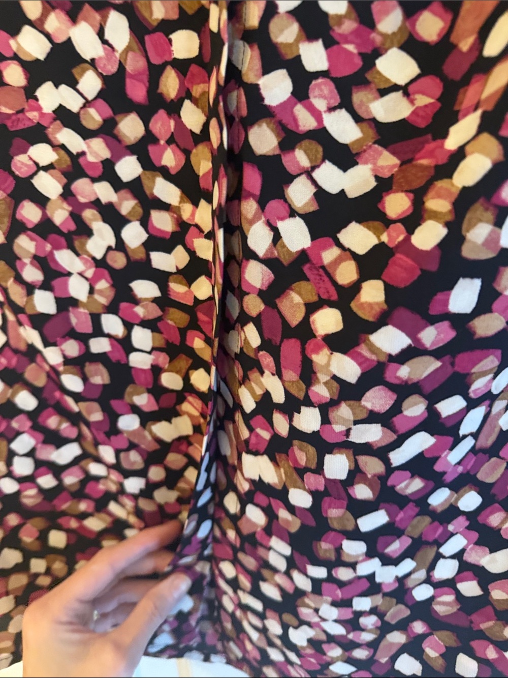 Calvin Klein Black Short-Sleeve Blouse with Pink and Cream Spot Pattern - Picture 3 of 9